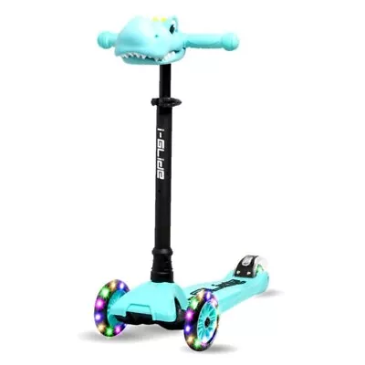 I-GLIDE 3 Wheel Kids V3 Kick Scooter Aqua With Dino Head - FREE SHIPPING • $154.90