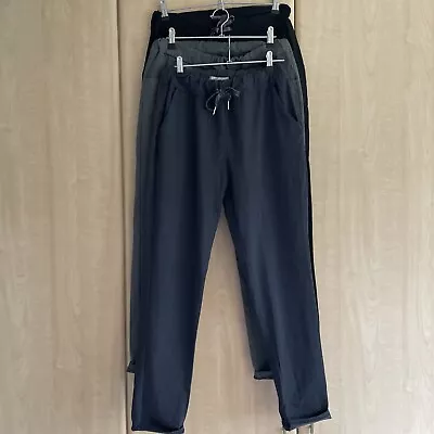 3 PAIRS MAGIC TROUSERS To Fit UK 10-14 Black / Grey &Navy Blue • £4.99