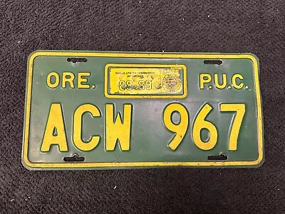 1988-1989 Oregon ORE. PUC License Plate Tag ACW967  Public Utilities Commission • $26.99