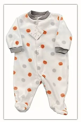 £9.99 • Buy Pumpkin Baby Fleece 1onesie All In One Sleepsuit Age Newborn, 0-3 & 3-6 