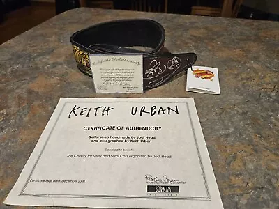 Keith Urban Signed Hand Made Jodi Head Tiger Guitar Strap W/ COA • £321.48