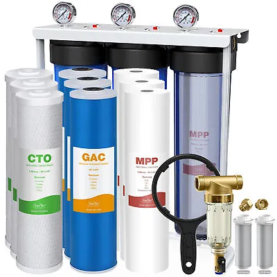 3-Stage 20 X4.5  Big Blue Spin Down Whole House Water Filter System 150000 Gals • $369.99