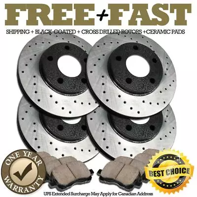 H0077 FRONT+REAR BLACK Drilled Brake Rotors Pads FOR 1995 1996 1997 Infiniti I30 • $177.54