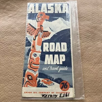 Vtg 1950’s Union 76 Road Map Of Alaska • $5.99