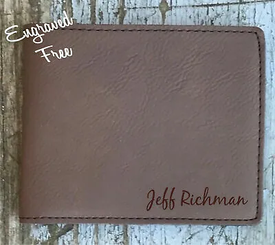 Mens Wallet Personalized Engraved Leather Wallet Gift For Him Valentine Gift • $18.95