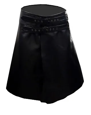 $83.99 • Buy Men Gladiator Kilt BLACK Leather WITH FRONT FASTENING