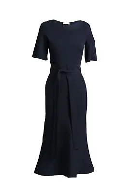$420 • Buy Scanlan Theodore Midi Crepe Dress In Navy Size M