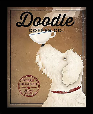 FRAMED White Labradoodle Coffee Co By Ryan Fowler Vintage Advertising • $44