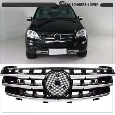 Front Upper Hood Chrome Mesh Grilles New For 2005-2008 Mercedes ML350 W164 3 Fin • $45.99