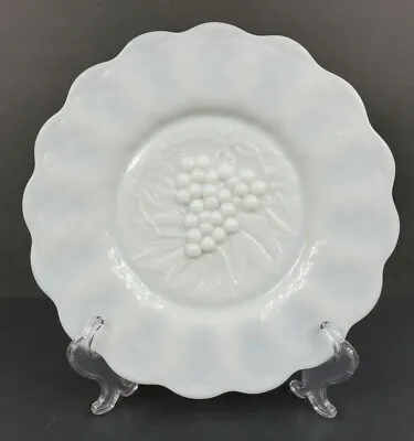 Vintage Imperial Milk Glass HEAVY GRAPE 11  Footed Service Plate Platter EUC • $15.99