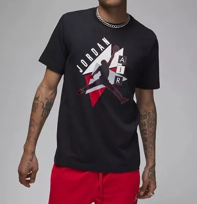 Nike Men Jordan T Shirt Cotton Jersey Casual Black Red Print Tshirt Top S M L XL • £14.99