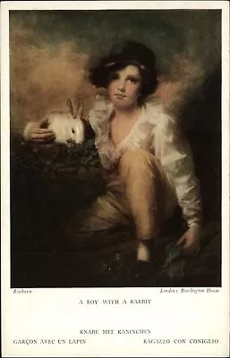 Boy With A Rabbit Artist Henry Raeburn Medici Society Art Postcard • $5