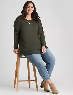 $22.09 • Buy Autograph Long Sleeve Mixed Media Tunic Womens Plus Size Clothing  Tops Tunic