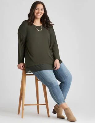 $22.09 • Buy Autograph Long Sleeve Mixed Media Tunic Womens Plus Size Clothing  Tops Tunic