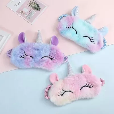 Kid Teen Sleep Unicorn Rainbow Aid For Girl Blindfold Gift Mask Eye Shade Cover • $9.50