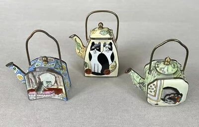 Empress Arts Miniature Enamel Teapots Cat Kitty Kitten • $55