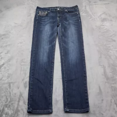 Miss Chic  Jeans Womens 11 Blue Straight Mid Rise Flat Front Denim Pants • $23.38
