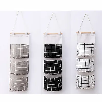 £4.87 • Buy 3 Pockets Hanging Storage Bag Wall Pouch Cosmetic Toys Pouch Bag Organizer