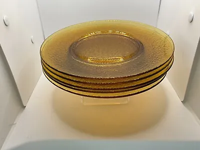 Vintage Amber Depression Crackle Glass Desert Salad Plates Set Of 5 • $21.99