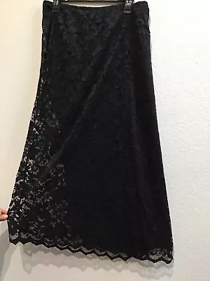 Elegant Black Lace Long Straight Skirt 26/28 VENEZIA Jeans • $7.99