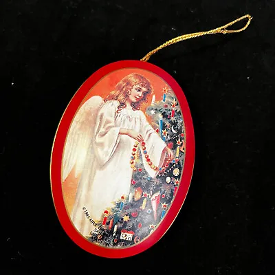 Vintage Angel Tree Christmas Ornament Red Metal Velvet Back Mrs Grossman 3.5  • $8.25