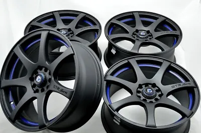 Set Of 4 New DDR ZK15 17x7.5 5x100/114.3 35mm Matt Black/Blue 17  Wheels Rims • $659