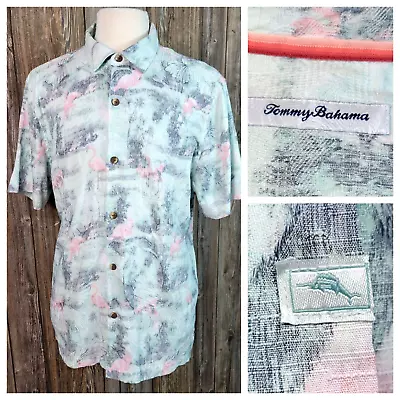 Tommy Bahama Flamingo Fade Camp Shirt Hawaiian Casual Button Up Mens XL VGC! • $21.66