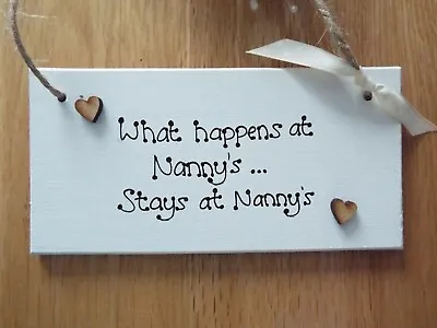 What Happens At Grandma's Nanny's Nanna's Fun Wooden Sign Plaque Birthday Gift • £5.49