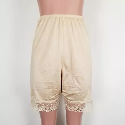 Vintage Sexy Smooth Nylon Pettipants Long Leg Granny Panty Panties 1X XL Beige • $28.94
