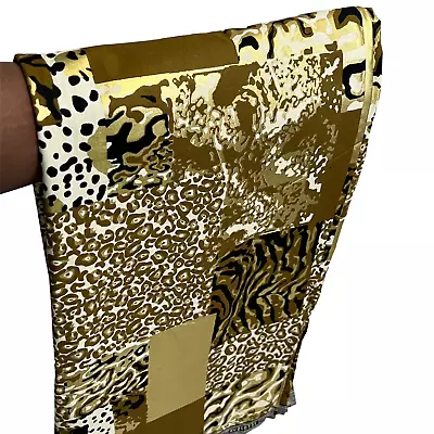 African Fabric 100% Cotton Gold Embellished Animal Print Yard Continuous Length • £17.98