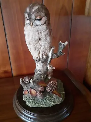 Beautifully Hand Crafted Country Artists Owl With Pair Mice Ornamental Sculpture • £32