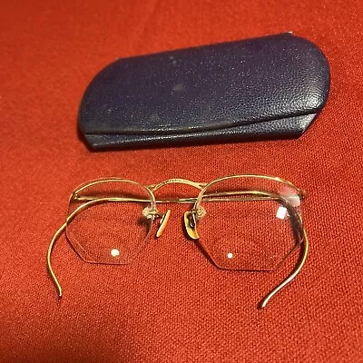 Vintage 1/10 12K GF American Optical AO Eyeglasses Frames With Leather Case • $24.95