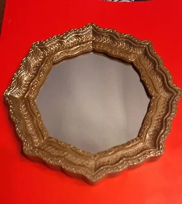 1 Vtg Gold Ornate 7  Wall Accent Mirror Burwood Octagon  Hollywood Regency MCM • $20