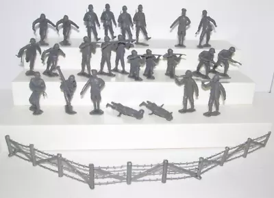 Vintage Original Marx WWII Playset Dark Gray German Soldiers W/Barb Wire Lot • $24.99