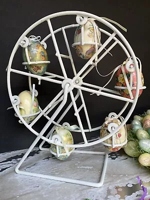 VTG Ferris Wheel Easter Egg Mini Cupcake Display Holder Stand Dept  56 With Eggs • $35