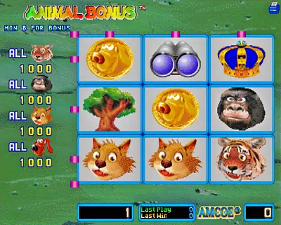 Animal Bonus By Amcoe - Cherry Master 8liner Pog Poker Pot O Gold Cga Game Board • $220