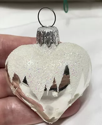 Vintage Glass Christmas Ornaments West Germany Icy Heart • $19.99