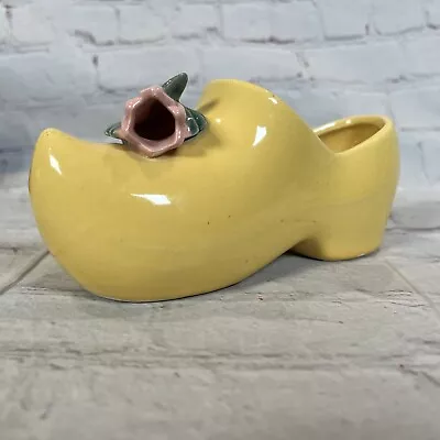 Vintage McCoy Pottery Dutch Clog Yellow Pink Tulip Flower Planter See Video • $24.95