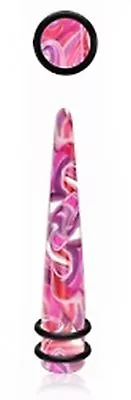 PAIR-Tapers Marble Purple Pink Acrylic 08mm/0 Gauge Body Jewelry • $7.99