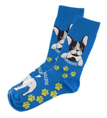 Funky Frenchie Patterned Crew Socks • $12.95