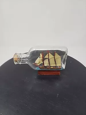 Vintage Ship In A Bottle - Mini Galleon Ship In A Glass Bottle - Mid Century... • $35