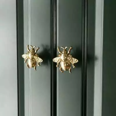 2 Vintage Gold Brass Bumblebee Bee Wardrobe Drawer Pulls Knobs Cabinet Handles • $16.05