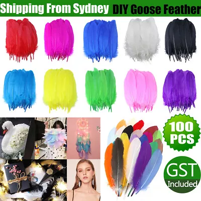 BULK 100pcs Goose Feathers 6-12cm 11 Colour Choice Millinery DIY Wedding Craft • $3.56