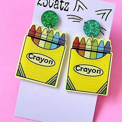 Cute Earrings Crayons Teacher Earrings - Novelty - Book Week - New Mum Gift • £9.90