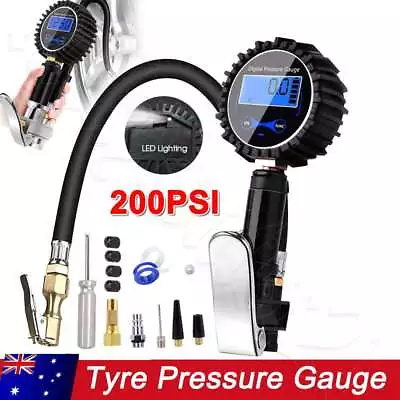 LED Digital Tyre Inflator Car Air Tire Pressure Gauge PSI Hose A Car Motorcycle • $25.45