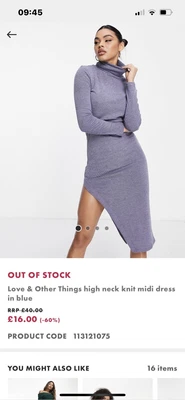 £5 • Buy ASOS High Neck Asymmetric Split Leg Purple Knit Midi Dress Size 10