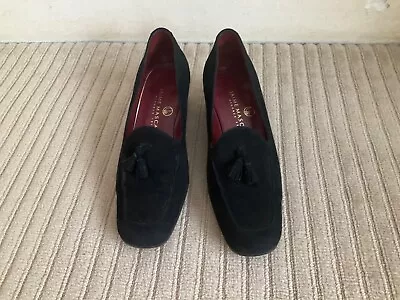 Jaime Mascaro Black Suede Loafers With Tassle. 11/2 “ Heel.  Size 34E 35C. • £3.25