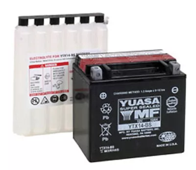 Yuasa YUAM3RH4S Ytx14-Bs Maintenance Free 12 Volt Battery • $90.23