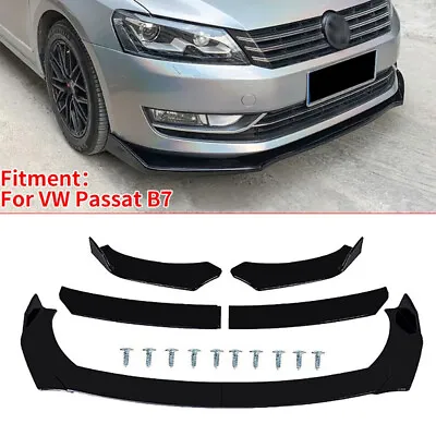 Car Front Bumper Rear Lip Spoiler Splitters Body Kit Glossy BLK For VW Passat B7 • $39.99