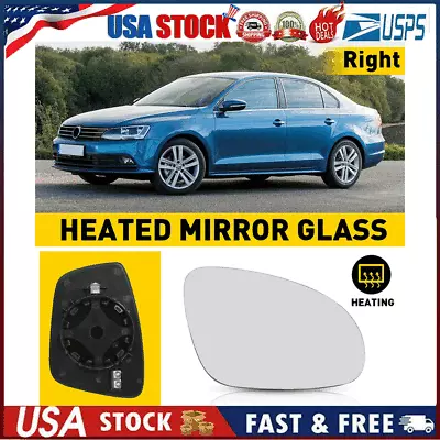 Right Passenger Side Heated Mirror Glass With Backing Plate For VW JETTA BEETLE • $15.98